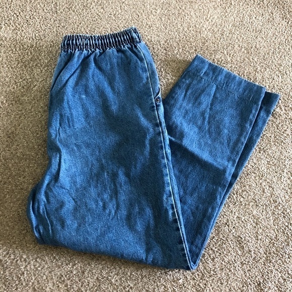 Vintage 90’s drawstring stretchy pull on jeans in size 10 Tall - Picture 3 of 5